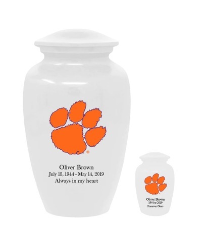 Clemson University Tigers White Cremation Urns