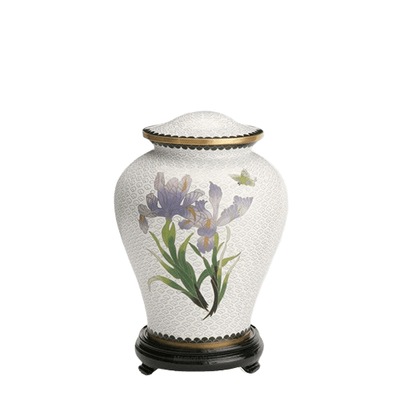 White Iris Medium Cloisonne Urn