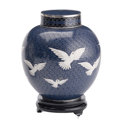 Peace Doves Companion Cloisonne Urn