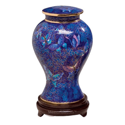 Indigo Butterfly Cloisonne Urn