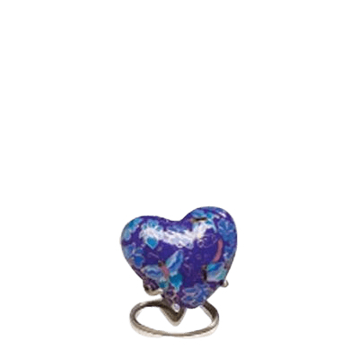 Indigo Butterfly Heart Cloisonne Urn