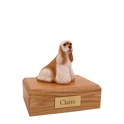 Cocker Spaniel Buff White Small Dog Urn