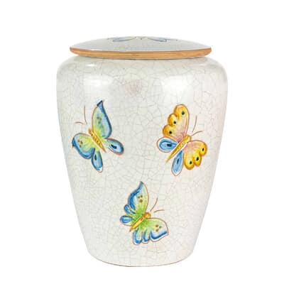 Colorful Butterfly Medium Ceramic Cremation Urn