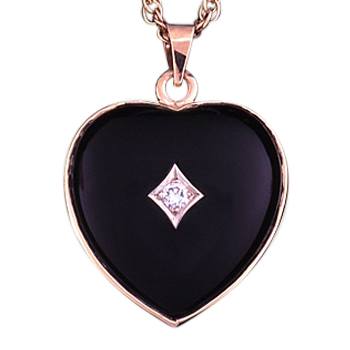 14k Gold Onyx Diamond Heart Keepsake Jewelry