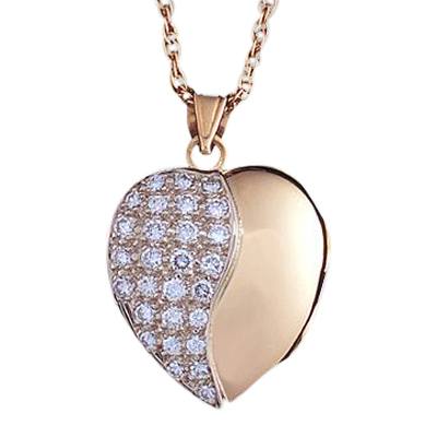 Diamond Pavee Swirl Heart Locket Cremation Jewelry
