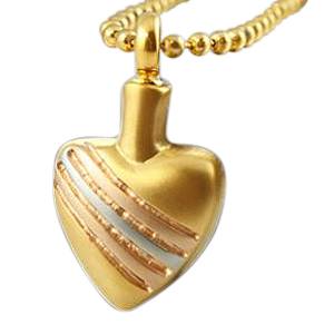 Tri Color Heart Cremation Jewelry