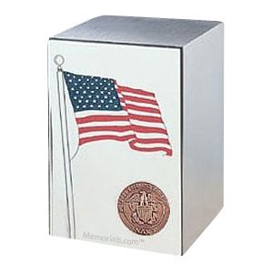 Navy Stainless Steel Flag Cremation Urn