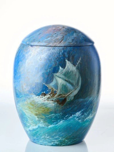 Crossing The Ocean Wooden Urn