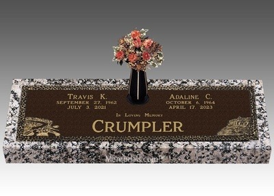 Cruising Together Motorcycle Bronze Headstone 44 x 14