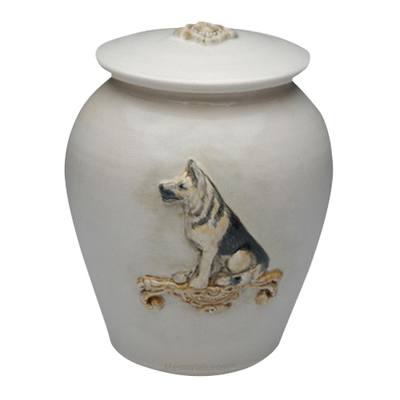 German Shepherd Ceramic Cremation Urn