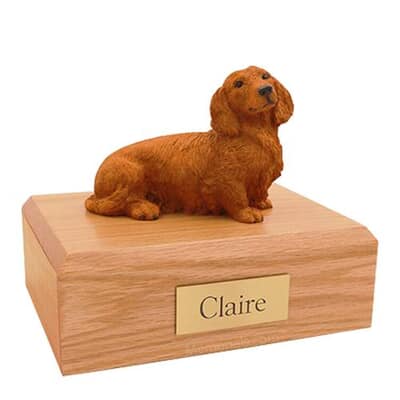 Dachshund Long Haired Brown Large Dog Urn