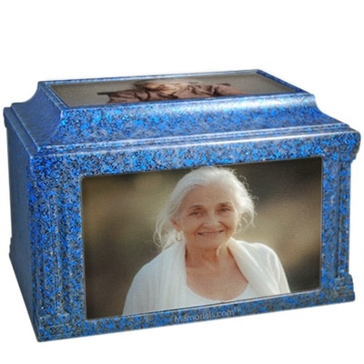 Deep Ocean Blue Cultured Photo Urn