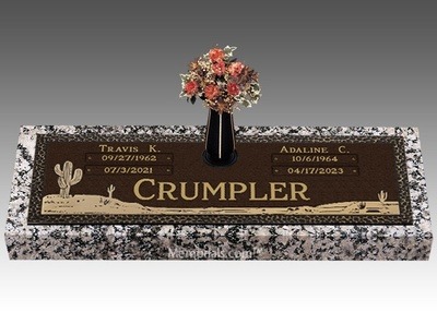 Desert Cactus Bronze Headstone 36 x 13