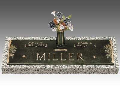 Dignity Lily of the Valley Bronze Headstone 36 x 13