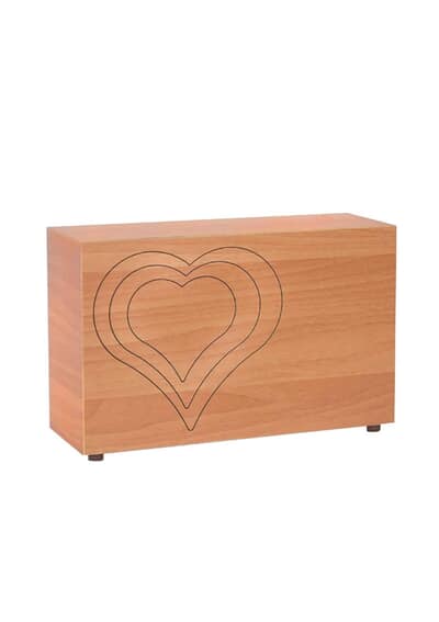 Double Heart Wooden Urn