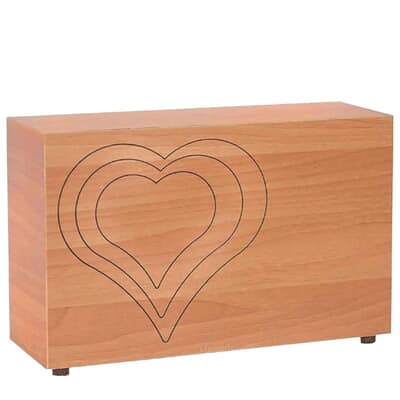 Double Heart Wooden Urn