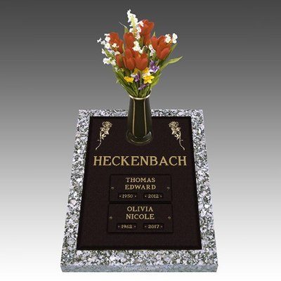Double Rose Companion Cremation Grave Marker