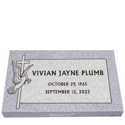 Dove Cross Granite Grave Marker 28 x 16