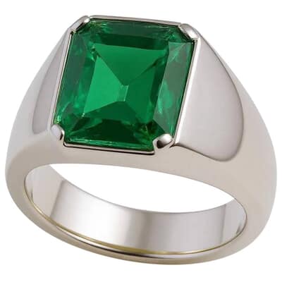 Emerald Mens Cremation Crystal Ring