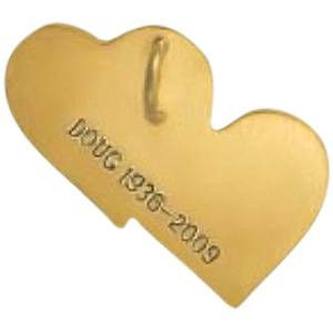 Double Heart Pet Print Gold Keepsake