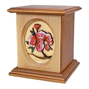 Eternal Flowers Wood Cremation Urn