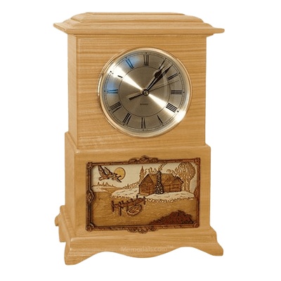 Farmhouse Clock Oak Cremation Urn