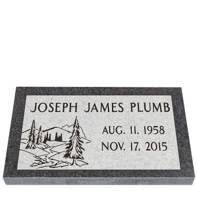 Fields of Evergreen Granite Grave Marker 24 x 12