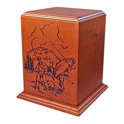 Fishermans Paradise Wood Cremation Urn