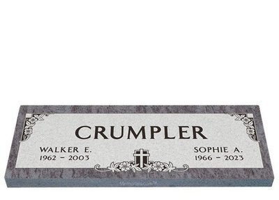 Floral Border Companion Granite Headstone 36 x 12