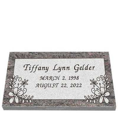 Floral Dreams Granite Grave Marker 26 x 14