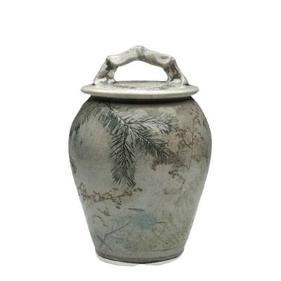 Forest Crackle Raku Medium Cremation Urn