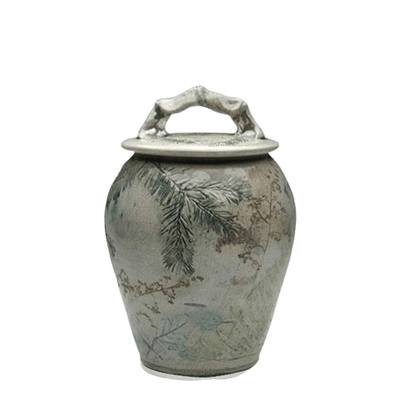 Forest Crackle Raku Small Cremation Urn