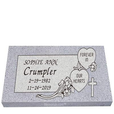 Forever In Our Hearts Granite Grave Marker 20 x 10
