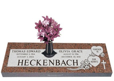 Forever in Our Hearts Granite Headstone 40 x 14