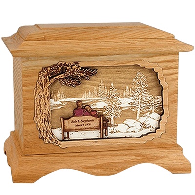 Forever Yours Oak Cremation Urn for Two