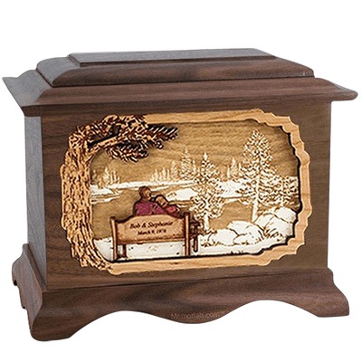 Forever Yours Walnut Cremation Urn for Two