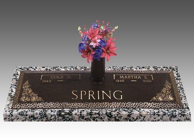 Garden of Life Floral Bouquet Bronze Headstone 44 x 14