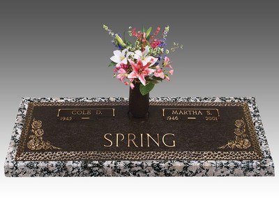 Garden of Life Rose Bronze Headstone 44 x 13