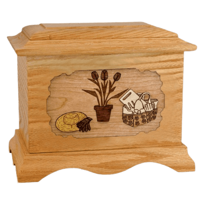 Gardening Oak Cremation Urn for Two