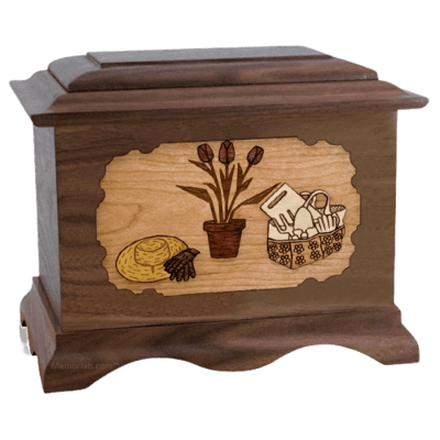 Gardening Walnut Cremation Urn For Two