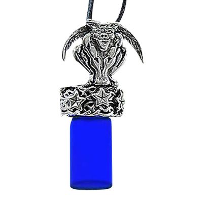 Gargoyle Blue Cremation Ash Necklace