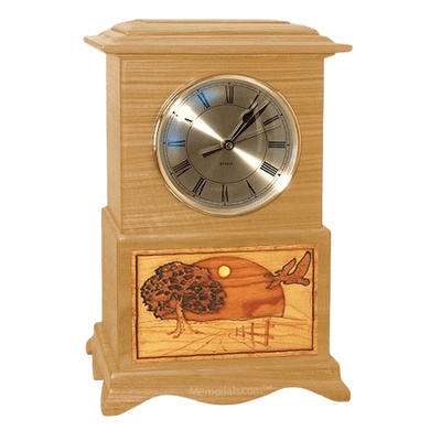 Geese Clock Oak Cremation Urn