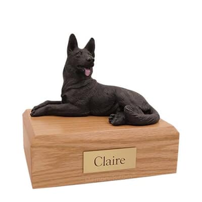 German Shepherd Black Laying Large Dog Urn