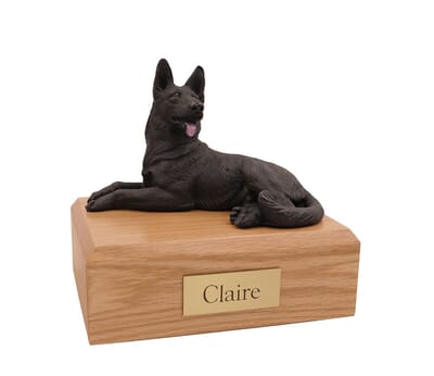German Shepherd Black Laying X Large Dog Urn
