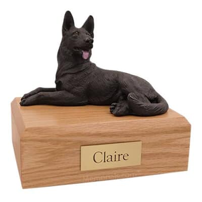 German Shepherd Black Laying X Large Dog Urn