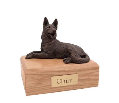 German Shepherd Bronze Laying Dog Urns
