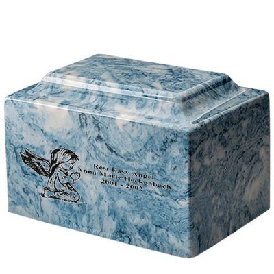 Girl Cherub Sky Blue Marble Infant Urn