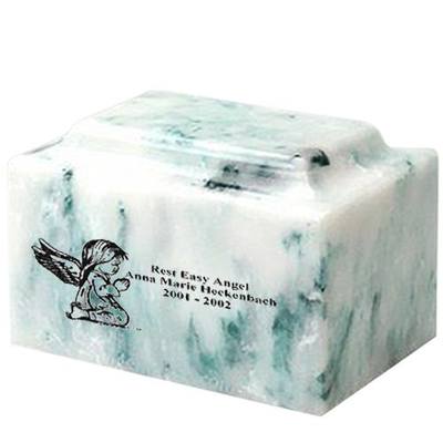 Girl Cherub Teal Onyx Marble Infant Urn