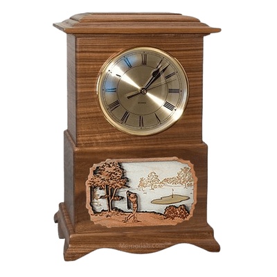 Golf Clock Walnut Cremation Urn
