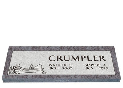 Gone Fishing Companion Granite Headstone 44 x 14